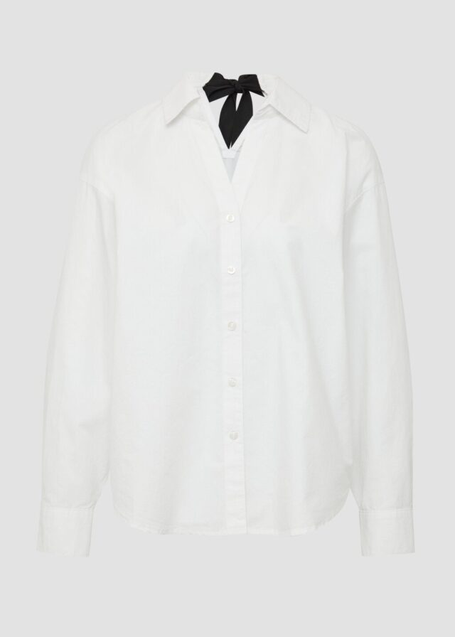 Popeline-Bluse im Relaxed Fit mit Schleife