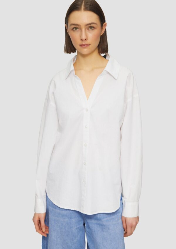 Popeline-Bluse im Relaxed Fit mit Schleife