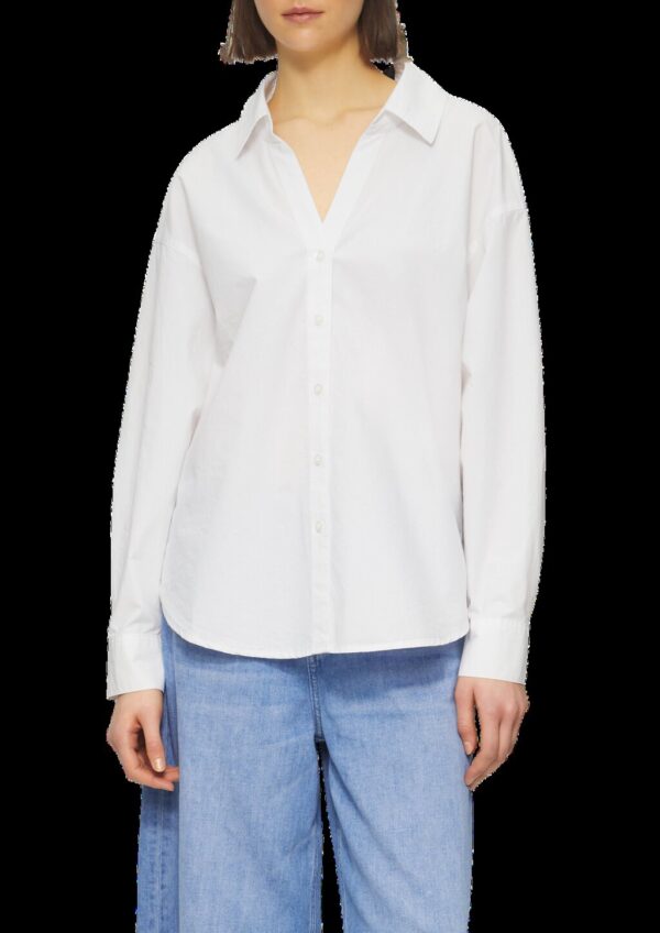 Popeline-Bluse im Relaxed Fit mit Schleife