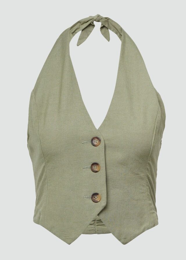 Neckholder-Weste aus Leinenmix