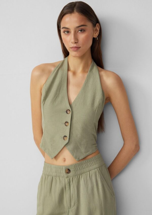 Neckholder-Weste aus Leinenmix