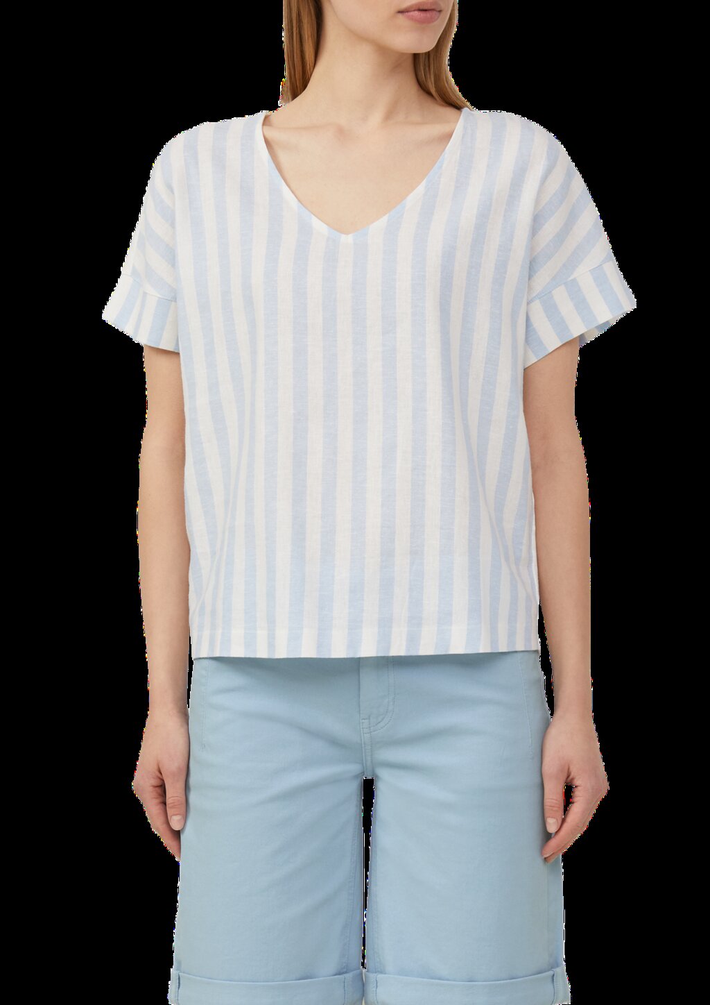 T-Shirt im Fabricmix mit Leinenanteil