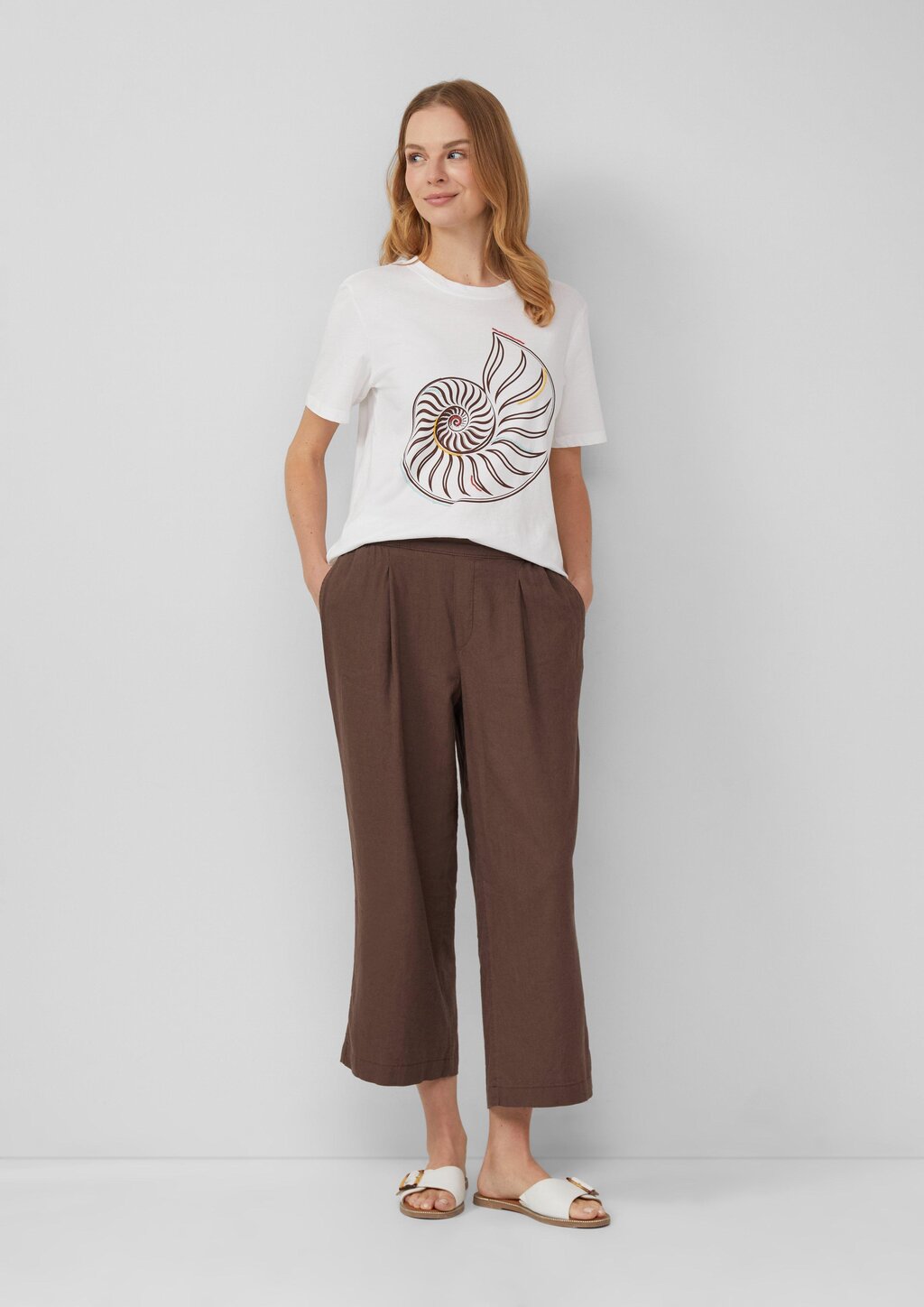 High-Rise Culotte aus Leinenmix im Relaxed Fit