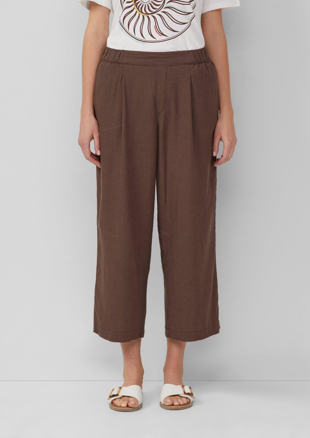 High-Rise Culotte aus Leinenmix im Relaxed Fit