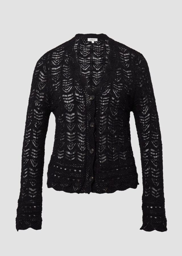 Cardigan aus Ajourstrick mit V-Ausschnitt
