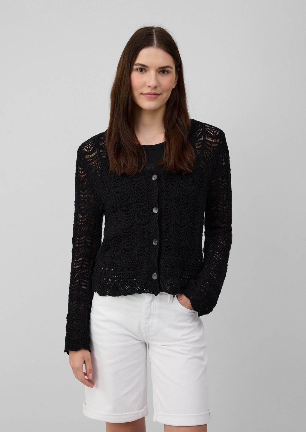 Cardigan aus Ajourstrick mit V-Ausschnitt