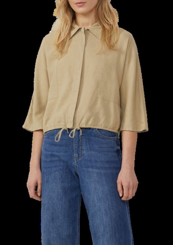 Leinenmix-Bluse im O-Shape mit Fledermausärmeln