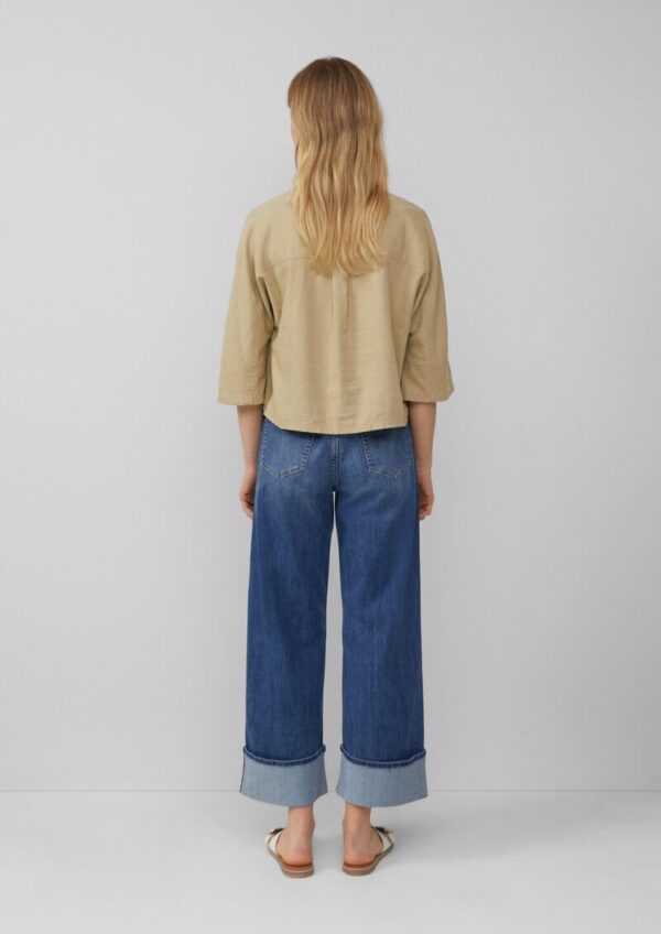 Leinenmix-Bluse im O-Shape mit Fledermausärmeln