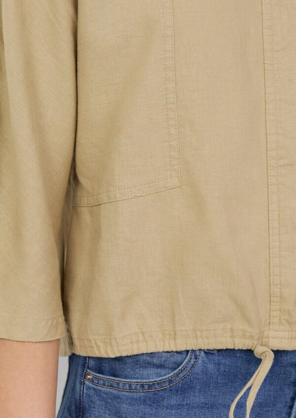 Leinenmix-Bluse im O-Shape mit Fledermausärmeln