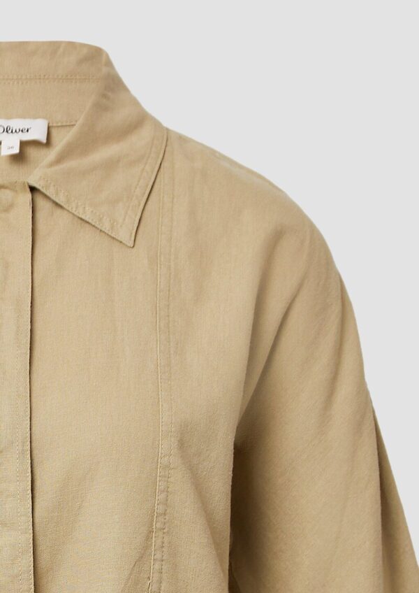 Leinenmix-Bluse im O-Shape mit Fledermausärmeln