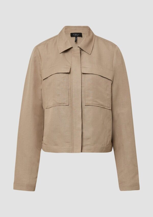 Jacke aus Leinenmix mit aufgesetzten Taschen