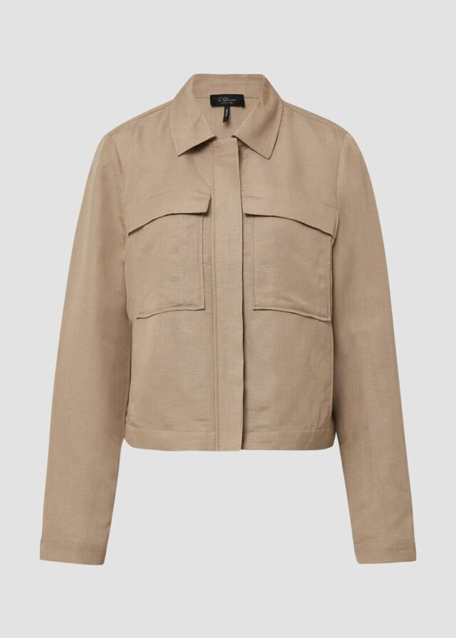 Jacke aus Leinenmix mit aufgesetzten Taschen