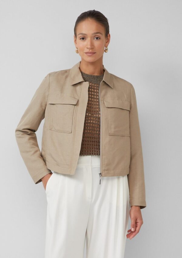 Jacke aus Leinenmix mit aufgesetzten Taschen