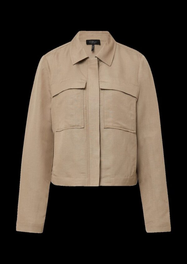 Jacke aus Leinenmix mit aufgesetzten Taschen