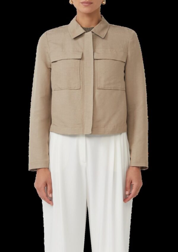 Jacke aus Leinenmix mit aufgesetzten Taschen