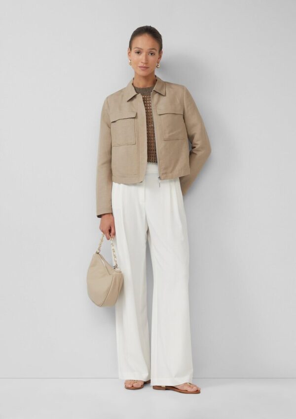 Jacke aus Leinenmix mit aufgesetzten Taschen
