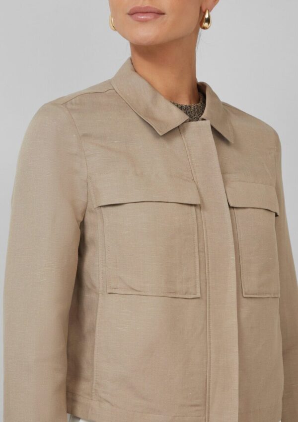 Jacke aus Leinenmix mit aufgesetzten Taschen