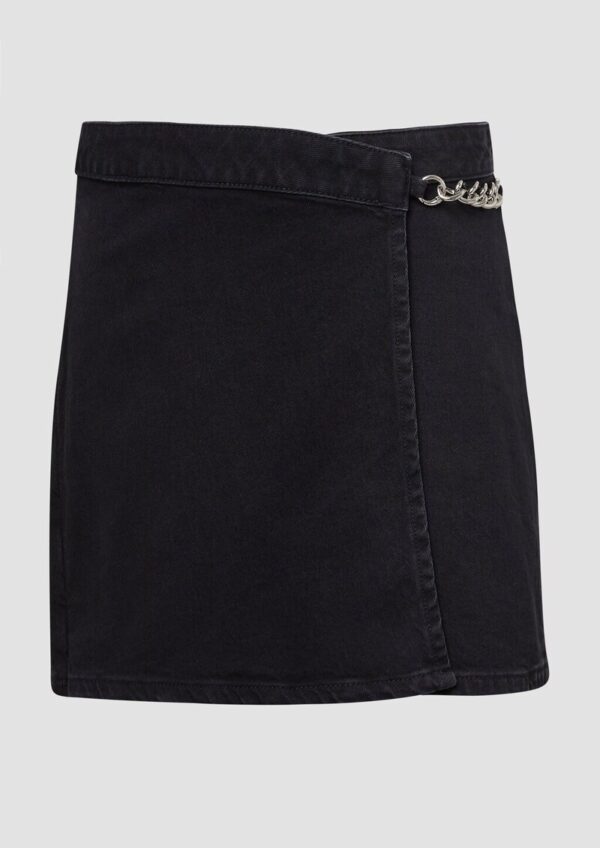 Denim-Skort mit Ketten-Detail