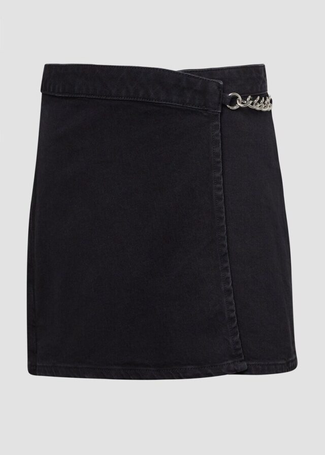 Denim-Skort mit Ketten-Detail