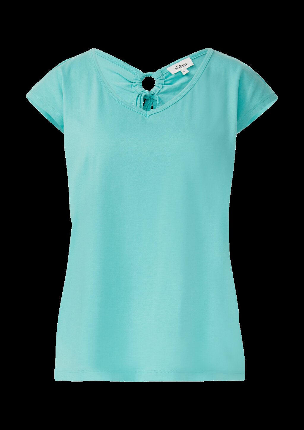 T-Shirt mit weitem Ausschnitt, Cut-out und Schleife