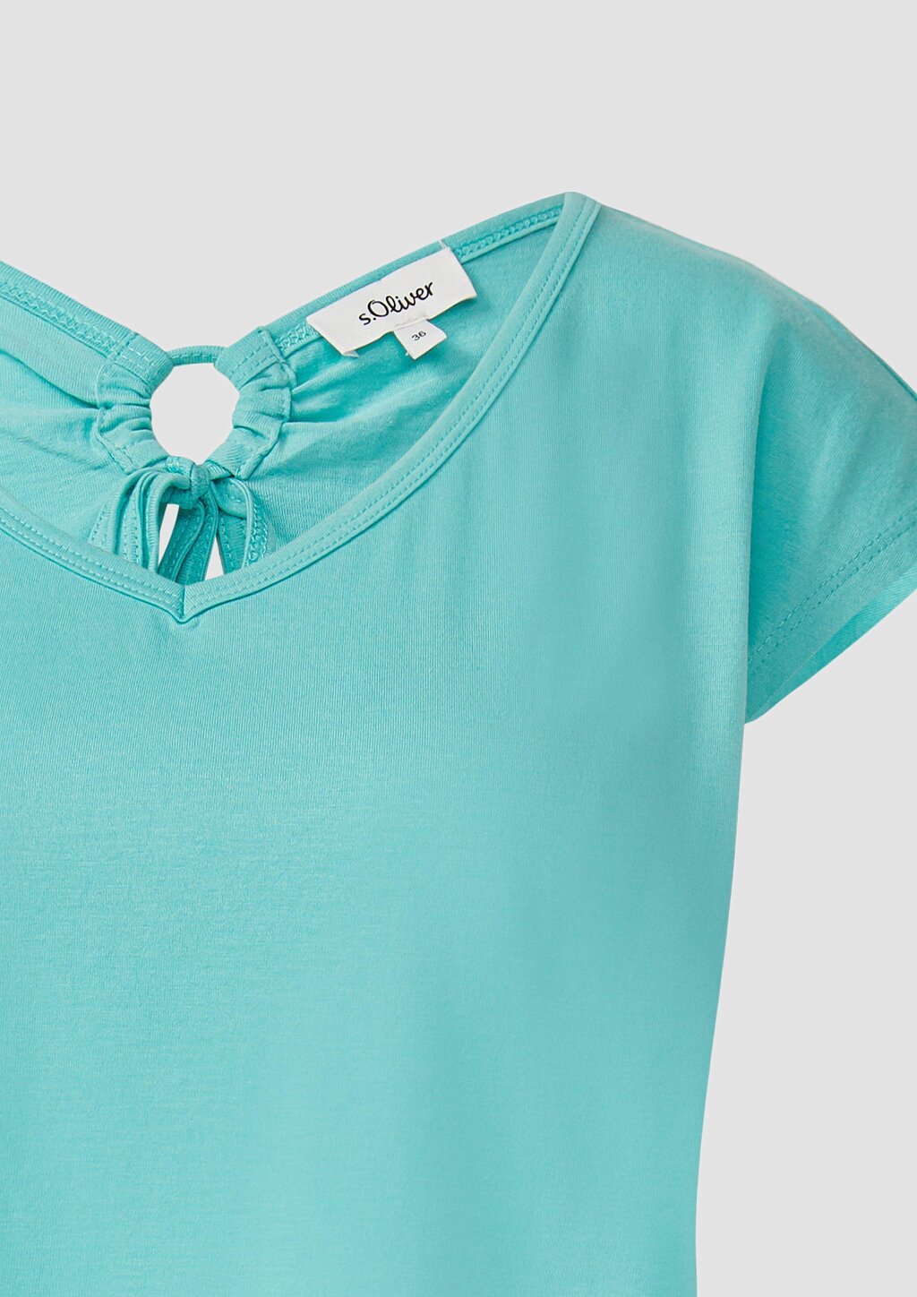 T-Shirt mit weitem Ausschnitt, Cut-out und Schleife