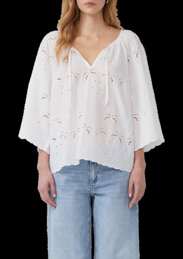 Leichte Bluse mit Lochstickerei | QS x Sarah & Tini