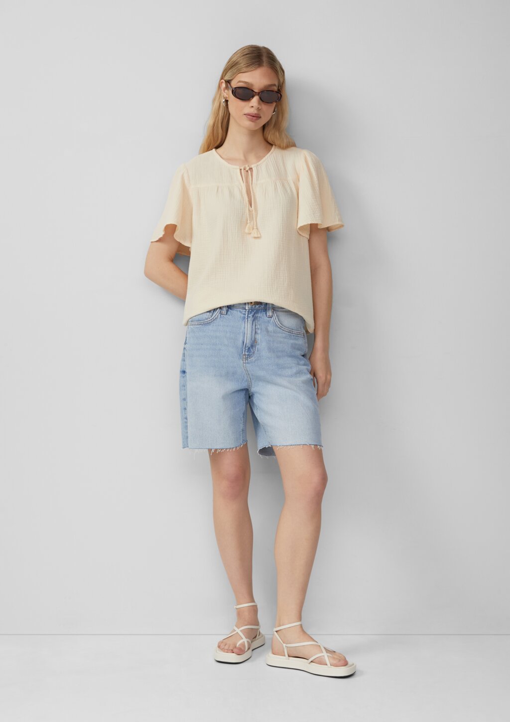 Musselin-Bluse mit Bindeband