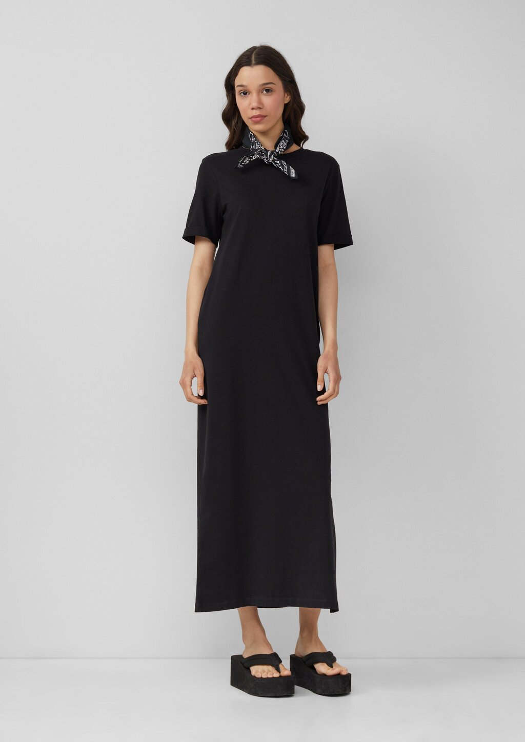 Langes Jerseykleid aus Baumwolle