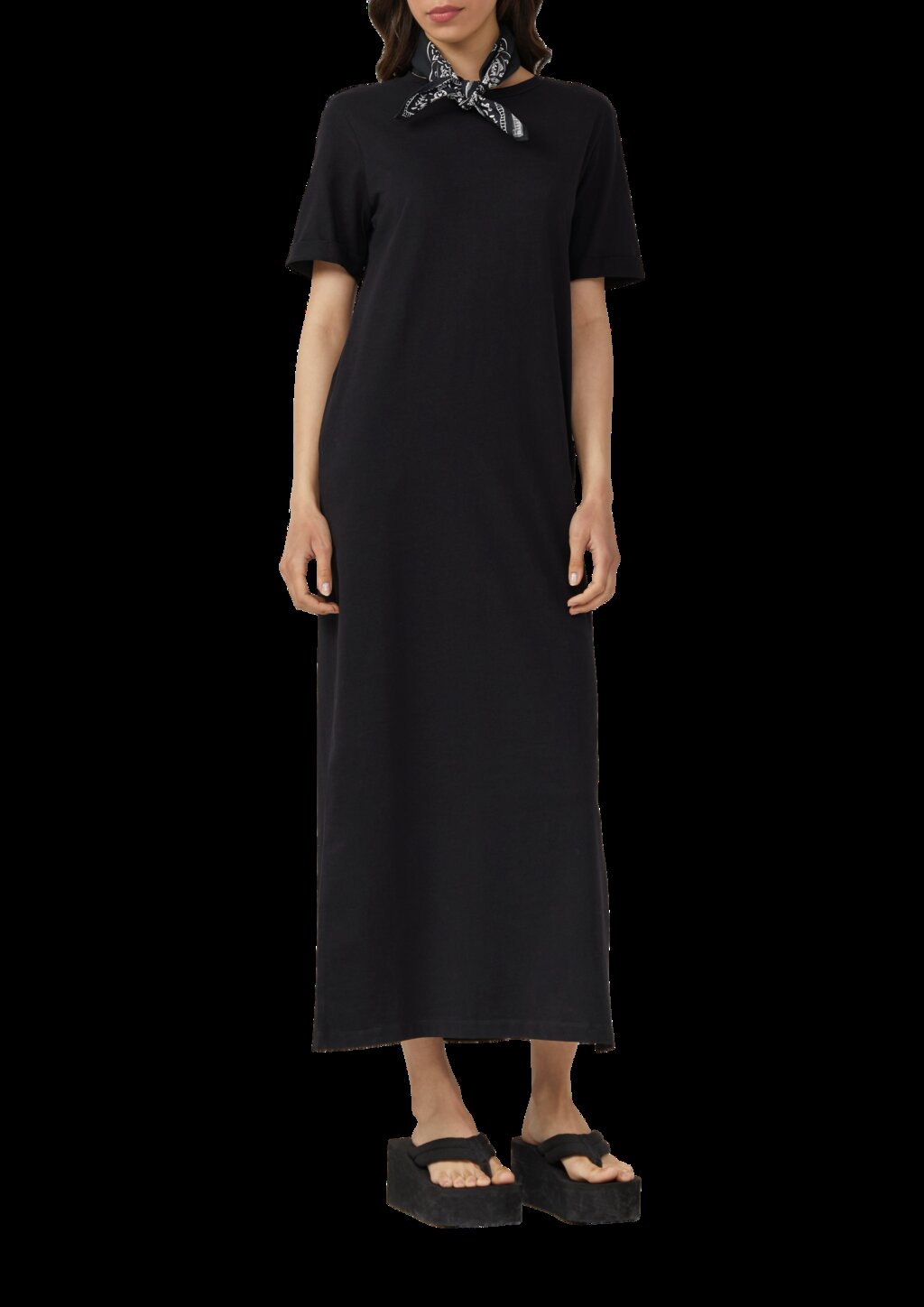 Langes Jerseykleid aus Baumwolle