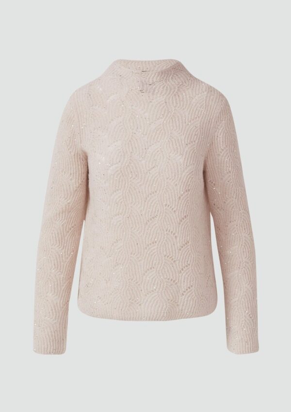 Semitransparenter Pullover mit Ajourmuster und Pailletten-Details