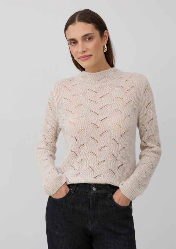 Semitransparenter Pullover mit Ajourmuster und Pailletten-Details