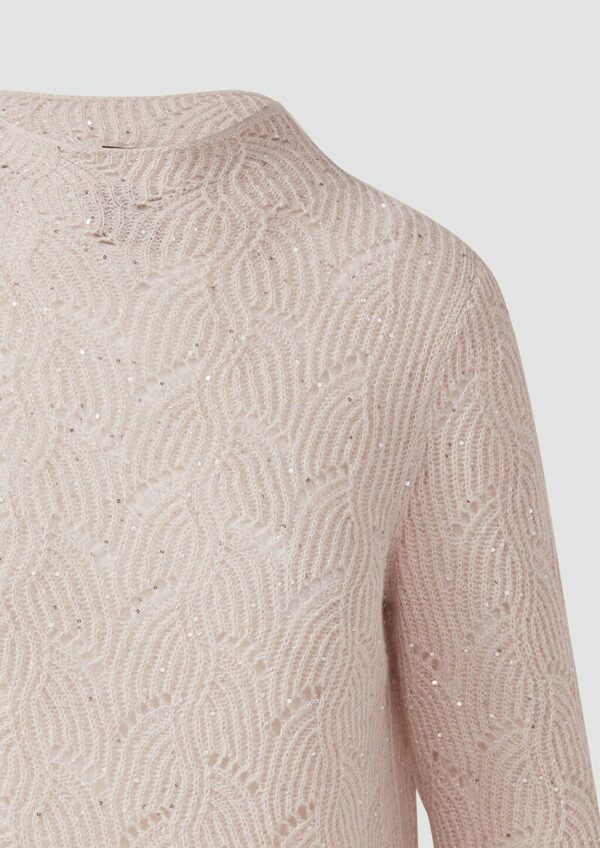 Semitransparenter Pullover mit Ajourmuster und Pailletten-Details