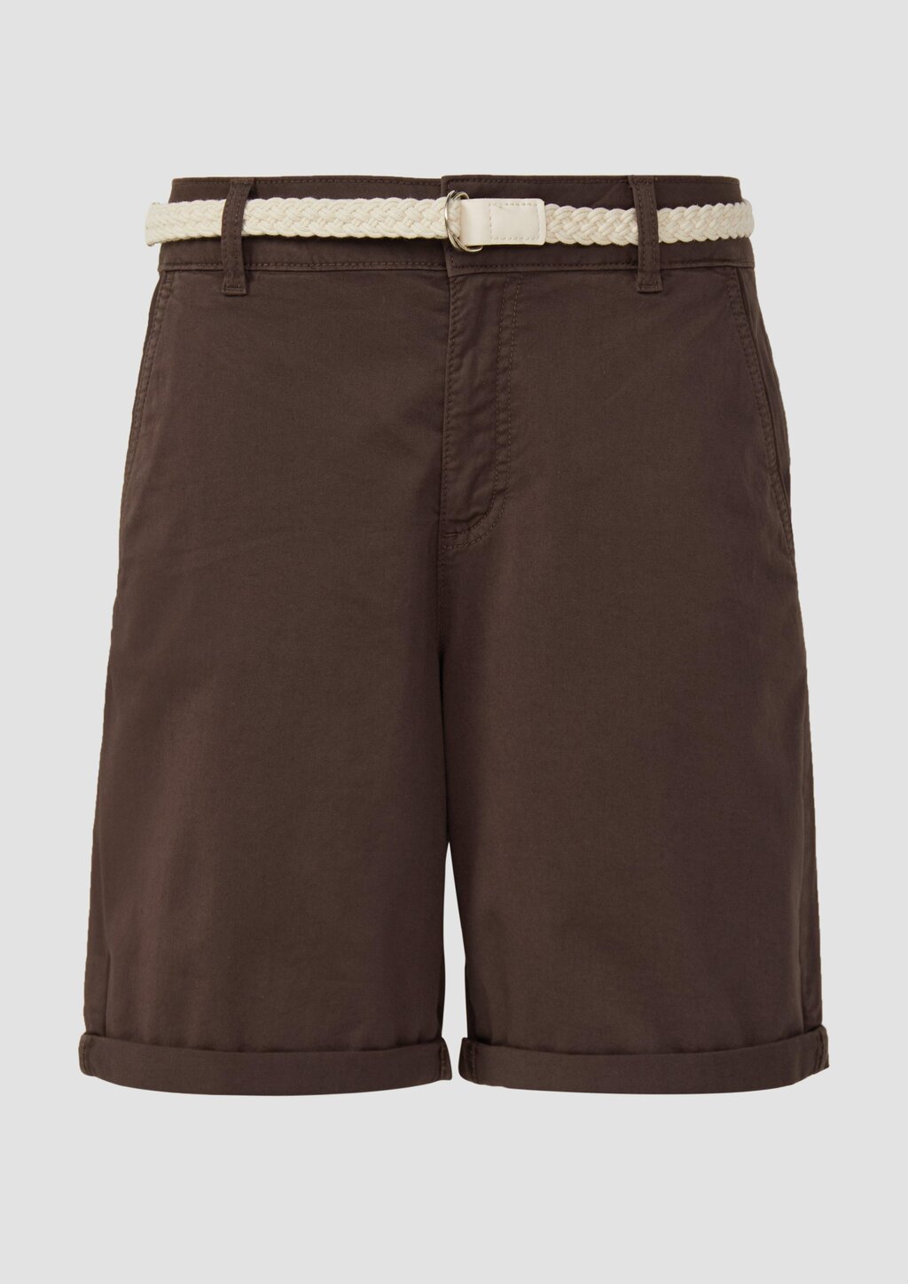 Shorts mit geflochtenem Gürtel und Garment Dye