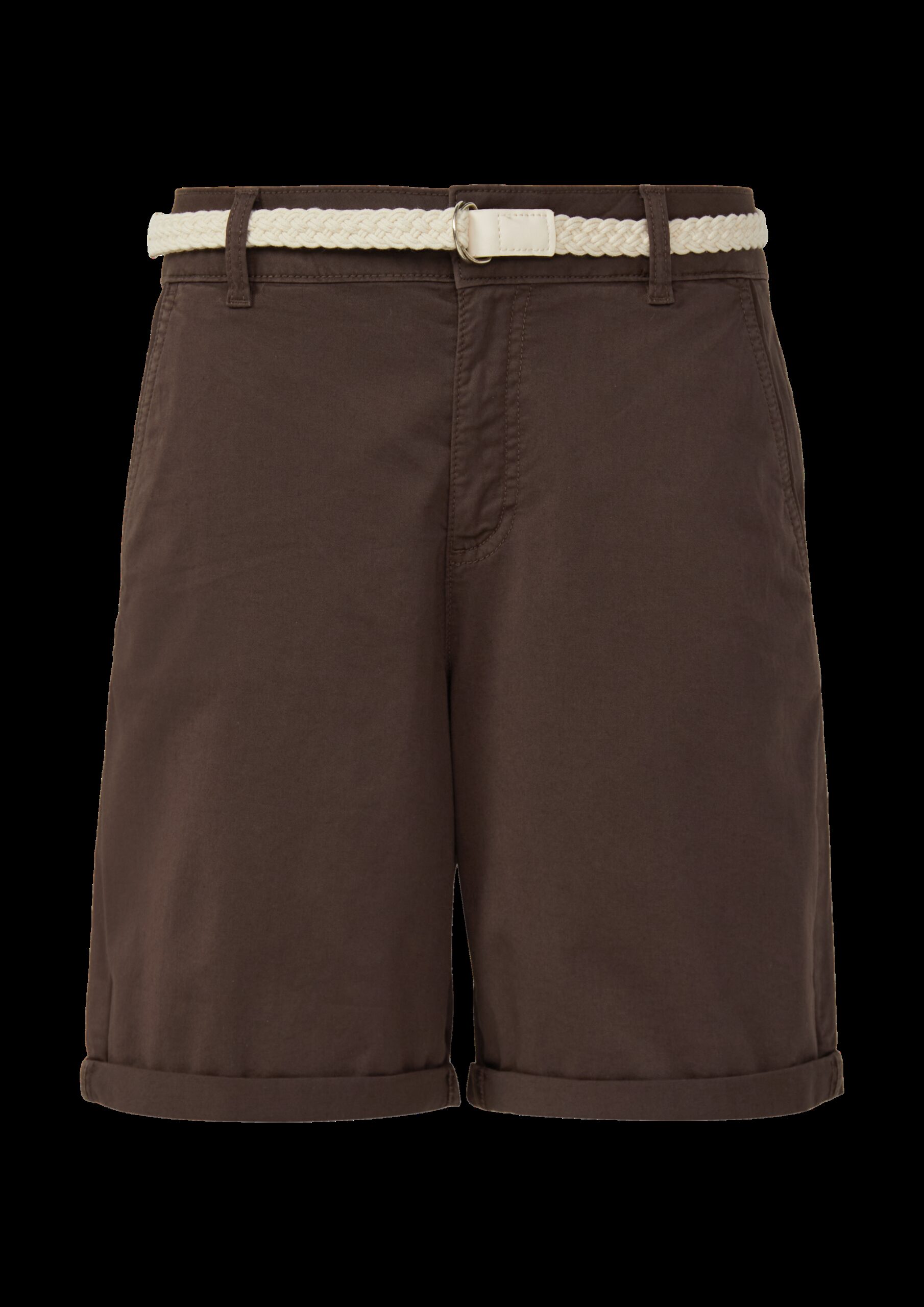 Shorts mit geflochtenem Gürtel und Garment Dye