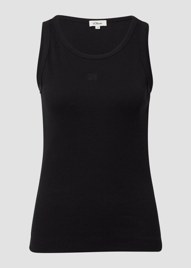 Ripp-Top im Slim Fit mit Stickerei