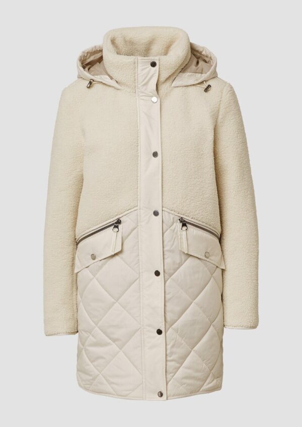 Kurzer Teddymantel im Fabricmix