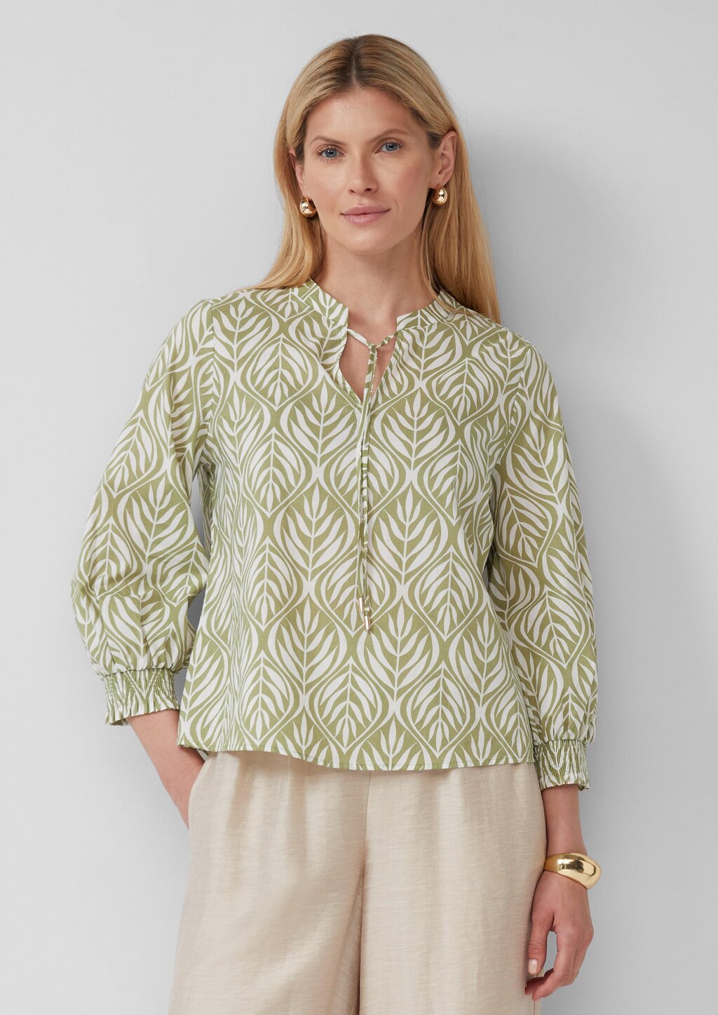 Tunikabluse mit 3/4-Ärmeln und All-over-Print