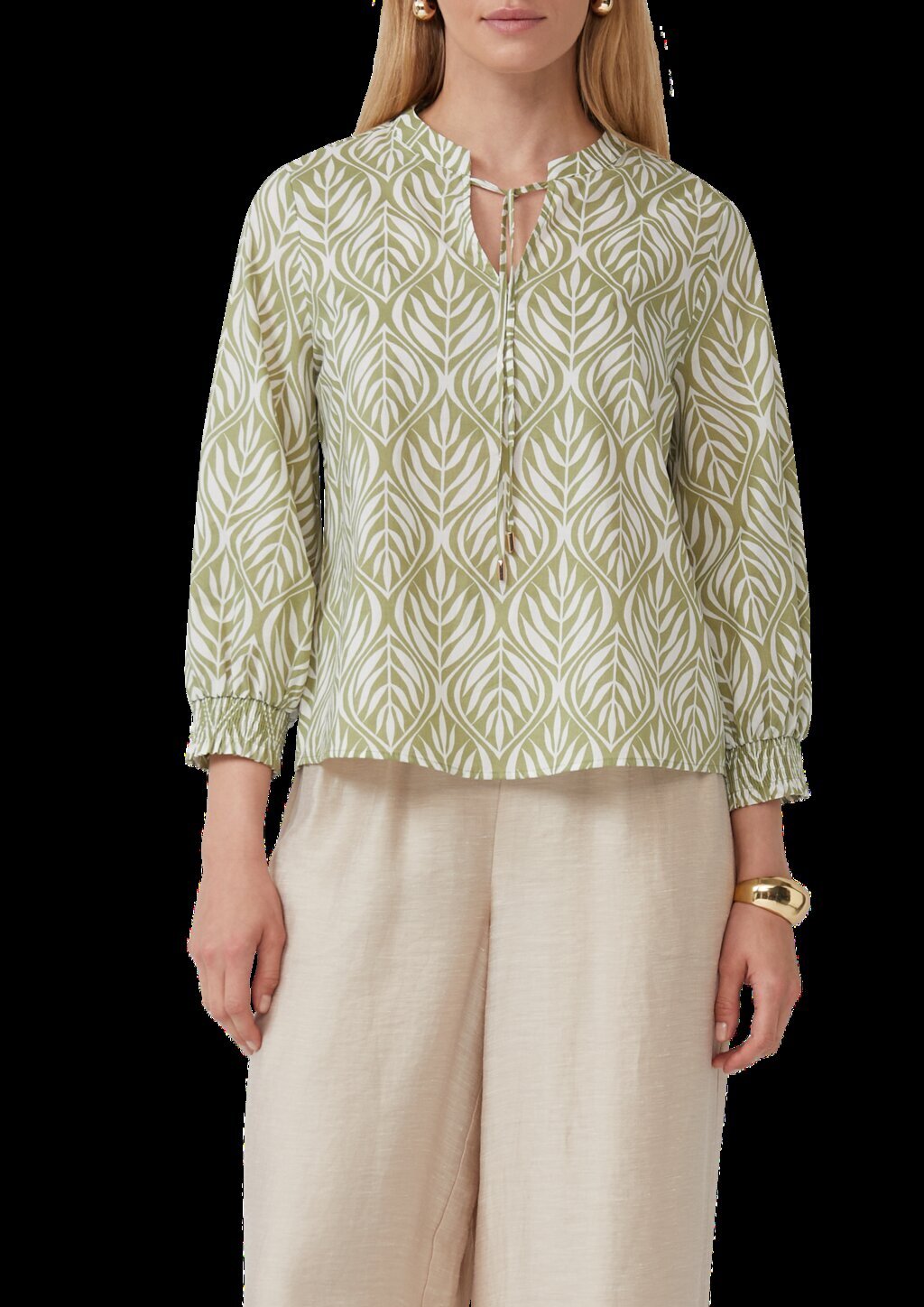 Tunikabluse mit 3/4-Ärmeln und All-over-Print