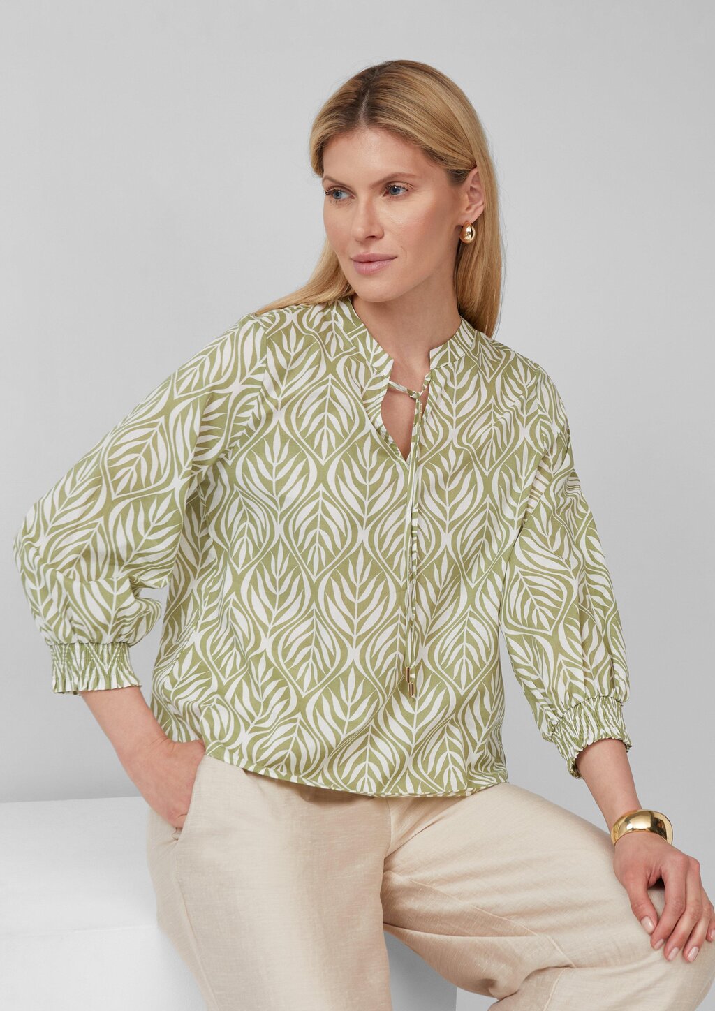 Tunikabluse mit 3/4-Ärmeln und All-over-Print