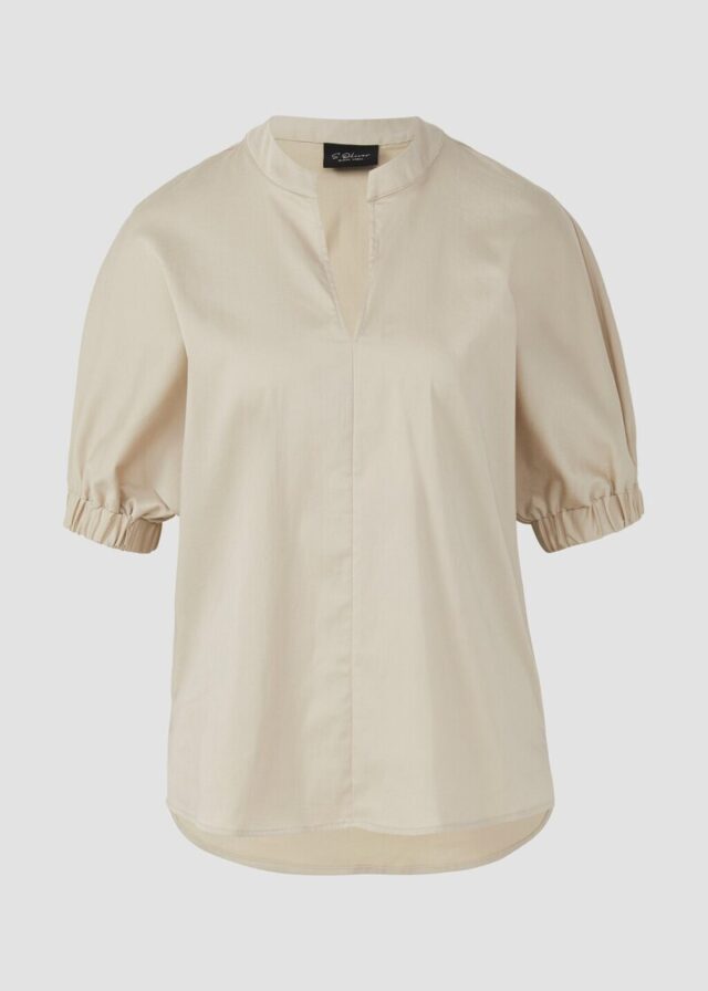 Popeline-Bluse mit überschnittener Schulter und Tunika-Ausschnitt