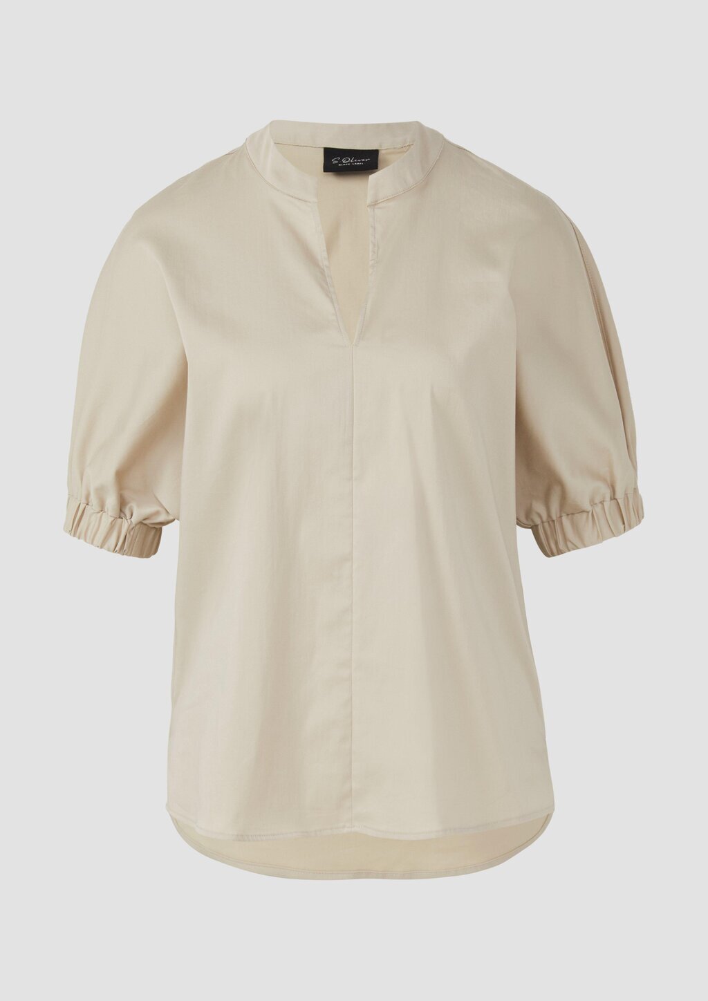 Popeline-Bluse mit überschnittener Schulter und Tunika-Ausschnitt