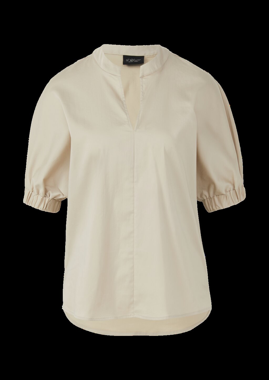 Popeline-Bluse mit überschnittener Schulter und Tunika-Ausschnitt