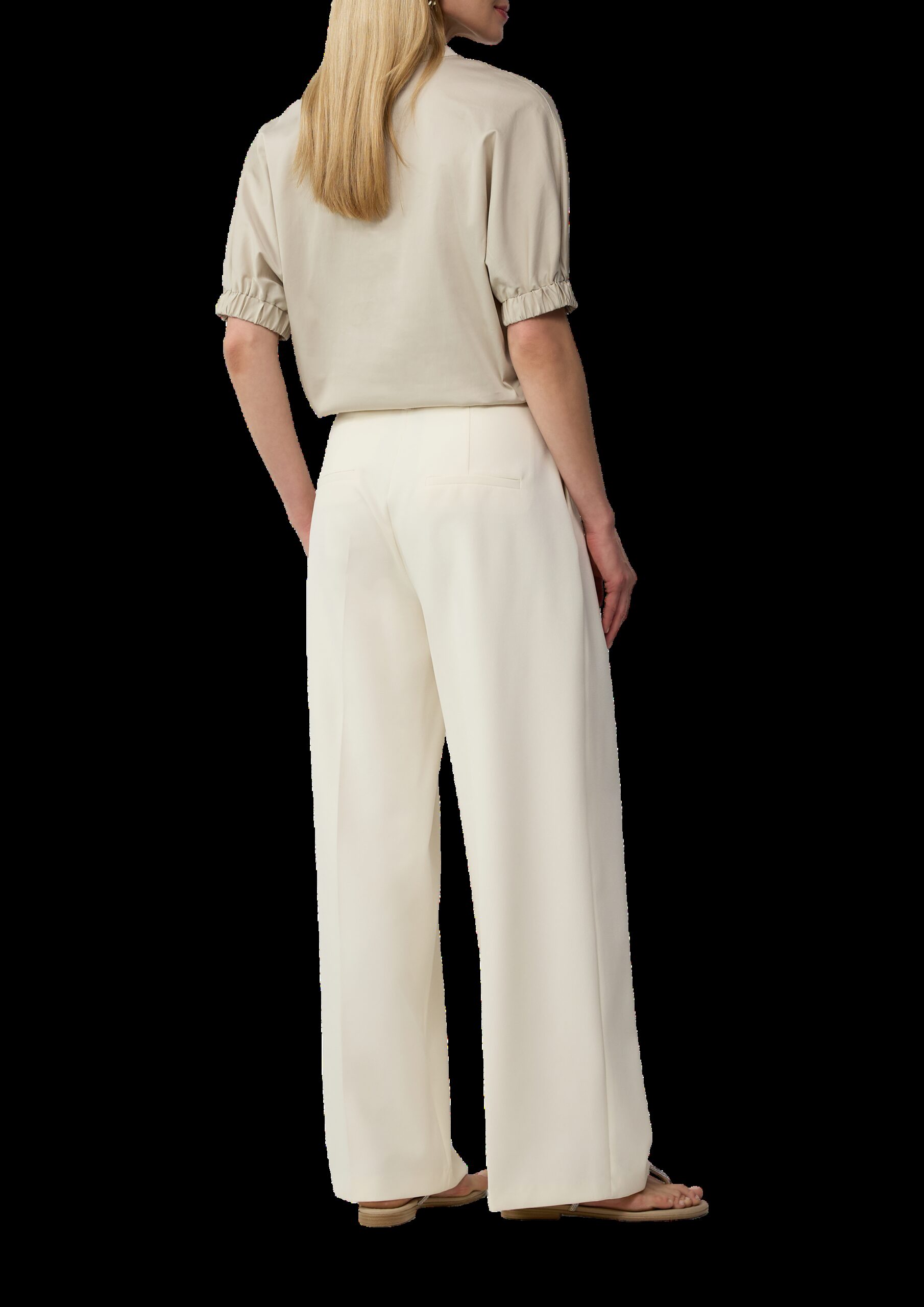 Popeline-Bluse mit überschnittener Schulter und Tunika-Ausschnitt