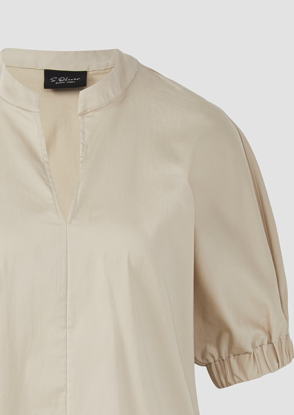 Popeline-Bluse mit überschnittener Schulter und Tunika-Ausschnitt