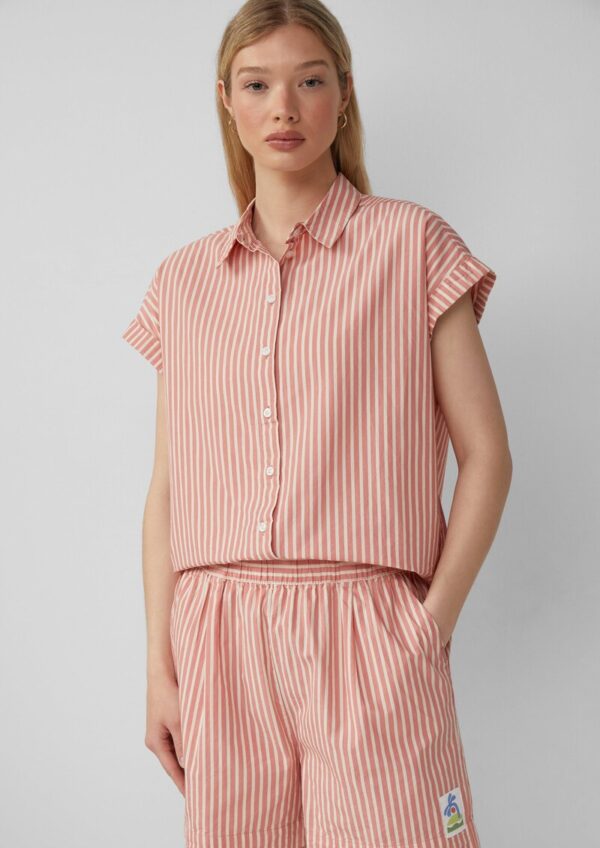 Streifenbluse mit überschnittenen Schultern