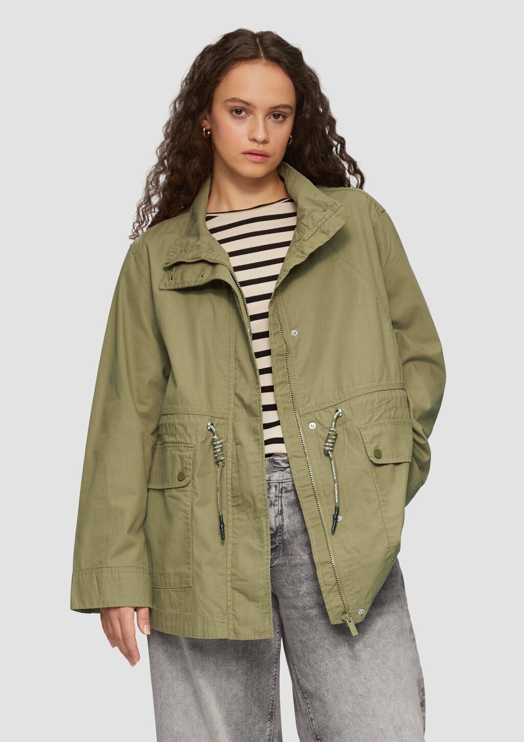 Baumwolljacke mit Tunnelzug in der Taille