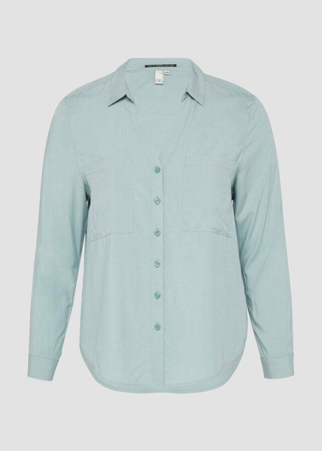 Viskosebluse mit Turn-up und aufgesetzten Taschen