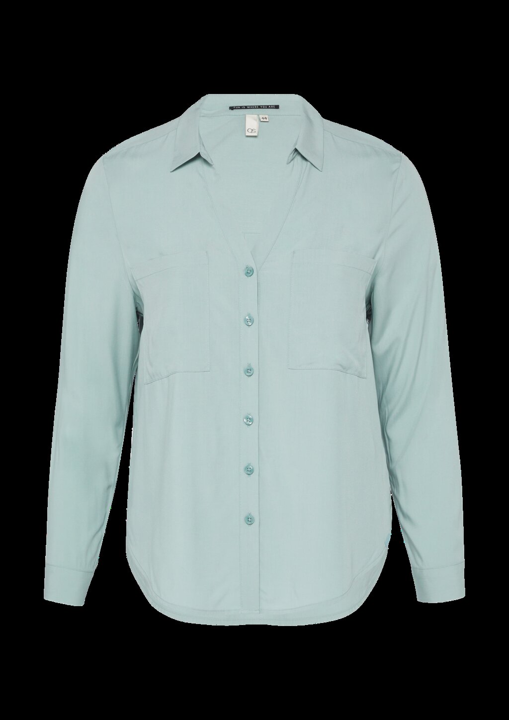 Viskosebluse mit Turn-up und aufgesetzten Taschen