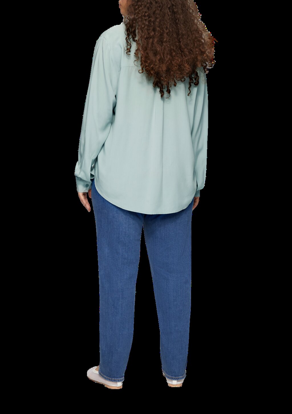 Viskosebluse mit Turn-up und aufgesetzten Taschen