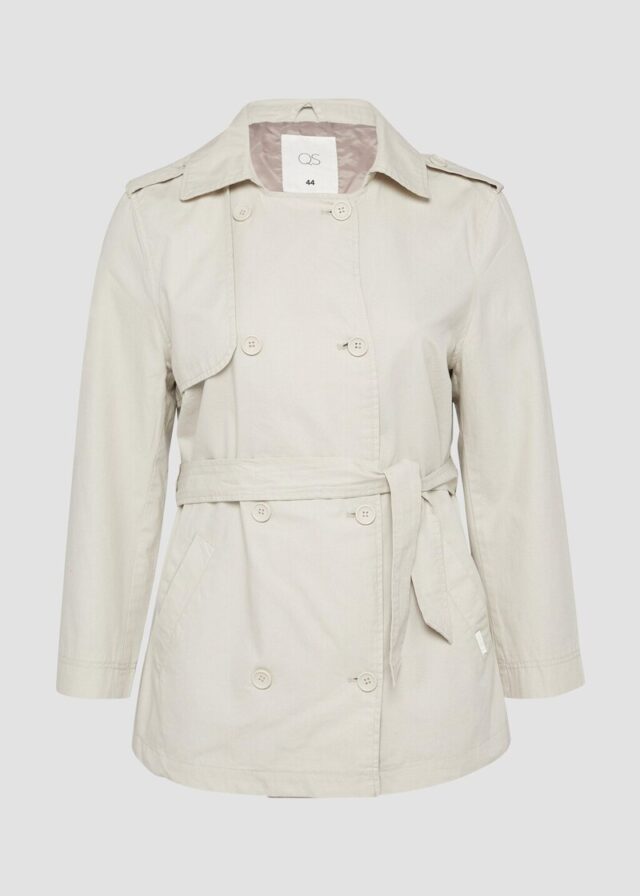 Kurzer Trenchcoat aus Baumwolle mit Gürtel